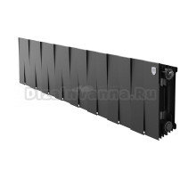 Радиатор биметаллический секционный Royal Thermo PianoForte 200 16 секций, дизайнерский, боковое проходное подключение, черный
