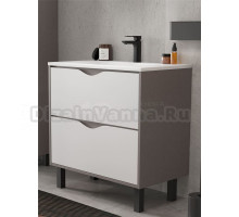 Тумба с раковиной EQUIL Smile 80.2Y напольная, белый софт, лен антрацит