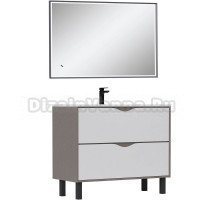 Мебель для ванной комнаты EQUIL Smile 100.2Y напольная, белый софт, лен антрацит