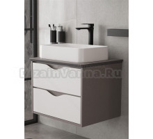 Тумба с раковиной EQUIL Smile 60.2Y со столешницей, подвесная, белый софт, лен антрацит