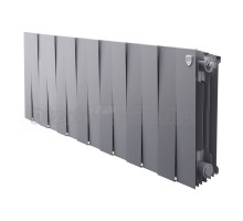 Радиатор биметаллический секционный Royal Thermo PianoForte 300 14 секций, дизайнерский, боковое проходное подключение, серебристый