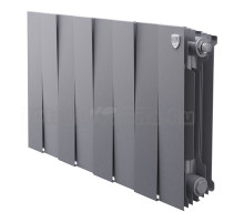 Радиатор биметаллический секционный Royal Thermo PianoForte 300 8 секций, дизайнерский, боковое проходное подключение, серебристый