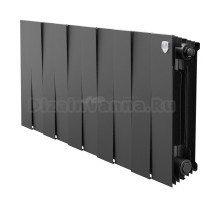 Радиатор биметаллический секционный Royal Thermo PianoForte 300 10 секций, дизайнерский, боковое проходное подключение, черный