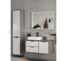 Мебель для ванной комнаты EQUIL Smile 100.2Y.1D со столешницей, раковина слева, подвесная, белый софт, лен антрацит