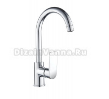 Смеситель для кухни и мойки VODA с высоким поворотным R-изливом, латунь, 5 лет гарантия, сантехника