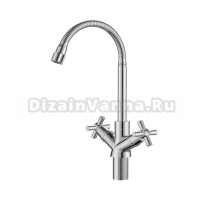 Смеситель для кухни и мойки с высоким поворотным R-изливом VODA, 5 лет гарантия, сантехника