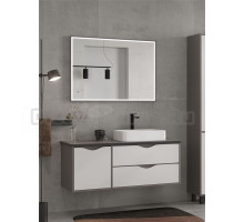 Мебель для ванной комнаты EQUIL Smile 120.2Y.1D со столешницей, раковина справа, подвесная, белый софт, лен антрацит