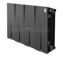 Радиатор биметаллический секционный Royal Thermo PianoForte 300 8 секций, дизайнерский, боковое проходное подключение, черный
