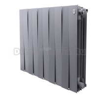 Радиатор биметаллический секционный Royal Thermo PianoForte 500 10 секций, дизайнерский, боковое проходное подключение, серебристый