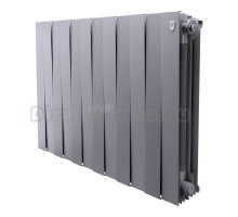 Радиатор биметаллический секционный Royal Thermo PianoForte 500 12 секций, дизайнерский, боковое проходное подключение, серебристый