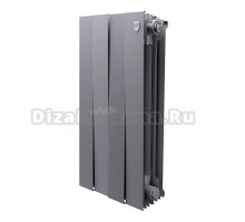 Радиатор биметаллический секционный Royal Thermo PianoForte 500 4 секции, дизайнерский, боковое проходное подключение, серебристый