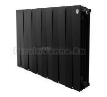 Радиатор биметаллический секционный Royal Thermo PianoForte 500 12 секций, дизайнерский, боковое проходное подключение, черный