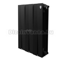 Радиатор биметаллический секционный Royal Thermo PianoForte 500 6 секций, дизайнерский, боковое проходное подключение, черный