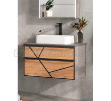 Тумба с раковиной EQUIL Ferro 80.2Y лен антрацит, дуб мадера