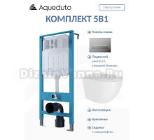 Комплект 4 в 1 Aqueduto Ovo Daily AQDSD008 безободковый, с микролифтом, RETANGULO Novo кнопка смыва хром