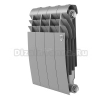 Радиатор биметаллический секционный Royal Thermo BiLiner B 350 4 секции, боковое проходное подключение, серебристый