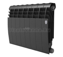 Радиатор биметаллический секционный Royal Thermo BiLiner B 350 8 секций, боковое проходное подключение, черный