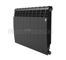 Радиатор биметаллический секционный Royal Thermo BiLiner B 500 10 секций, боковое проходное подключение, черный