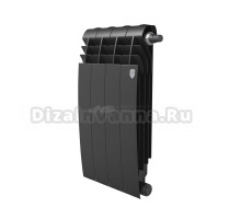 Радиатор биметаллический секционный Royal Thermo BiLiner B 500 4 секции, боковое проходное подключение, черный
