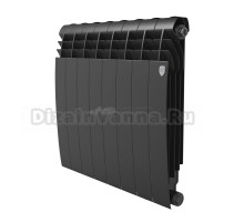 Радиатор биметаллический секционный Royal Thermo BiLiner B 500 8 секций, боковое проходное подключение, черный
