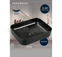 Накладная раковина SINTESI SIN-LVB-APP-409BM матовая черная, прямоугольная