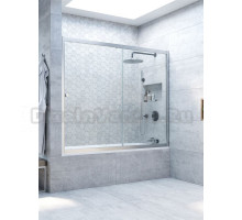 Шторка на ванну Vegas Glass Zv Novo 150 07 01 профиль матовый хром, стекло прозрачное