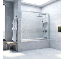 Шторка на ванну Vegas Glass Zv Novo 170 07 01 профиль матовый хром, стекло прозрачное