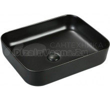 Накладная раковина SINTESI SIN-LVB-APP-409BM матовая черная, прямоугольная, донный клапан для раковины SIN-VF-40BM без перелива, матовый черный