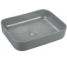 Накладная раковина SINTESI SIN-LVB-APP-409GM матовая серая, прямоугольная, донный клапан для раковины SIN-VF-40GM без перелива, матовый серый