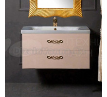 Тумба с раковиной Armadi Art NeoArt 80 капучино с ручками Wave золото
