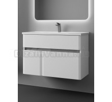 Тумба с раковиной Veneciana Adel 100 подвесная, глянцевая белая, раковина Florentina Прима 100