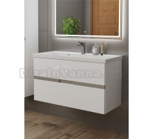 Тумба с раковиной Veneciana Allia 100 подвесная, глянцевая белая, раковина Classic 100