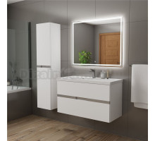 Мебель для ванной комнаты Veneciana Allia 100 подвесная, глянцевая белая, раковина Астория 100