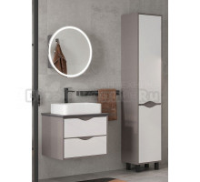 Мебель для ванной комнаты EQUIL Smile 60.2Y со столешницей, белый софт, лен антрацит