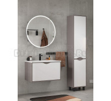 Мебель для ванной комнаты EQUIL Smile 80.1Y подвесная, белый софт, лен антрацит