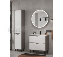 Мебель для ванной комнаты EQUIL Smile 80.2Y напольная, белый софт, лен антрацит