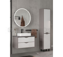 Мебель для ванной комнаты EQUIL Smile 80.2Y со столешницей, белый софт, лен антрацит