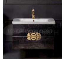 Тумба с раковиной Armadi Art NeoArt 80 black wood с ручками Ajur золото