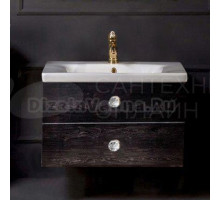 Тумба с раковиной Armadi Art NeoArt 80 black wood с ручками Crystal золото