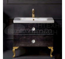 Тумба с раковиной Armadi Art NeoArt 80 black wood с ручками Crystal золото, с ножками