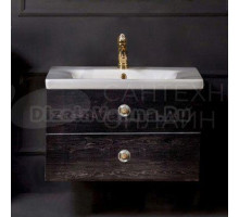 Тумба с раковиной Armadi Art NeoArt 80 black wood с ручками Flora золото