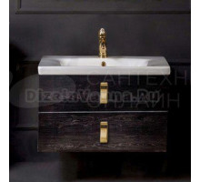 Тумба с раковиной Armadi Art NeoArt 80 black wood с ручками Glaze золото