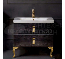Тумба с раковиной Armadi Art NeoArt 80 black wood с ручками Glaze золото, с ножками
