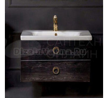 Тумба с раковиной Armadi Art NeoArt 80 black wood с ручками Moon золото