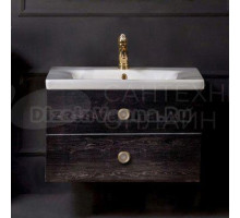 Тумба с раковиной Armadi Art NeoArt 80 black wood с ручками Satine золото