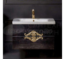 Тумба с раковиной Armadi Art NeoArt 80 black wood с ручками золото