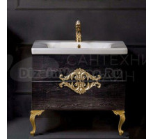 Тумба с раковиной Armadi Art NeoArt 80 black wood с ручками золото, с ножками