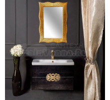 Мебель для ванной комнаты Armadi Art NeoArt 80 black wood с ручками Ajur золото