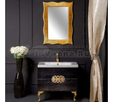 Мебель для ванной комнаты Armadi Art NeoArt 80 black wood с ручками Ajur золото, с ножками