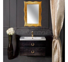 Мебель для ванной комнаты Armadi Art NeoArt 80 black wood с ручками Drop золото